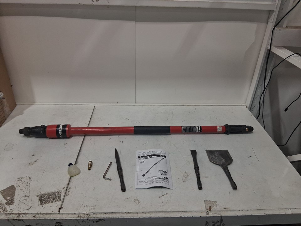 Tooltech Air Pneumatic Long Reach Floor Scraper Tool with Chisel Tips - 42" - Red/Black (Model: 130668) image 3