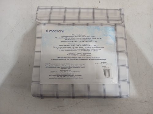 6PC Slumberchill Cooling Bed Sheet Set With 4 Pillow Cases - Double - White/Grey/Blue (Model: 1976200) image 2
