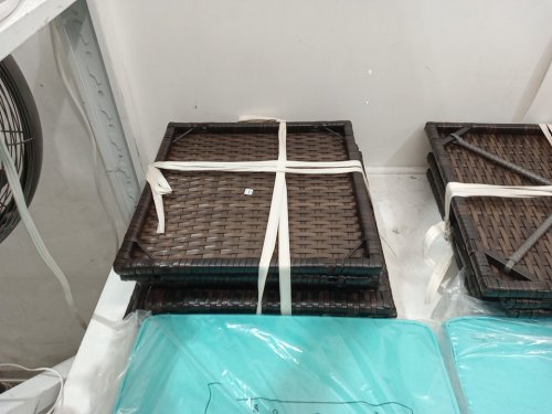 2PK happygill outdoor rattan wicker patio ottoman - 18" x 16" x 16" - brown and turquoise (model: hw74953) image 4