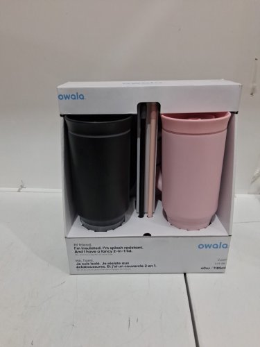 2PK Owala INSULATED 2-IN-1 LID Tumbler - 40OZ - BLACK/PINK (MODEL: 1855927) image 2
