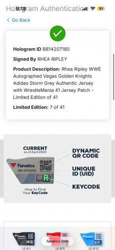 mens nhl WrestleMania las Vegas 41 **signed** RHEA ripley Vegas golden knights jersey - size 54 - fanatics COA - 7/41 image 3