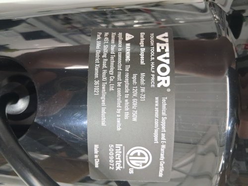 VEVOR Corded Garbage Disposal 1 HP Continuous Food Waste Disposer - 3270 RPM - black (MODEL: JW-731) image 8