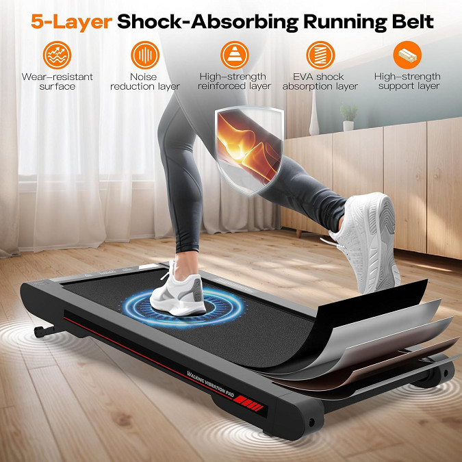 Sperax 4-In-1 Walking Treadmill with Incline - Vibration Pad With Remote Control and APP - Black/Red (Model: RM-02) image 2