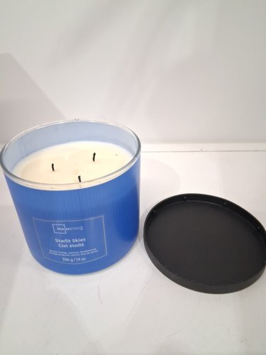 mainstays 3 wick textured wrapped starlit skies scented candle - 14oz - blood orange/jasmine/sandalwood image 2