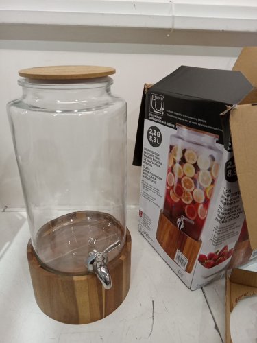 Studio TU Glass Drink Dispenser With Acacia Wood Stand - 8.3L - Brown (Model: TPT-V8423-CA / 1796162) image 2