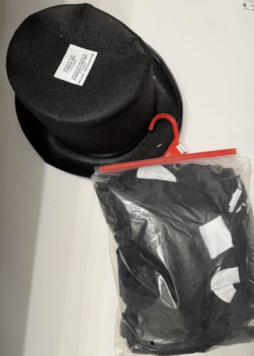2PC MEN'S PARTYHOLIC SKELETON COAT AND HAT - OSFM - BLACK/WHITE image 2