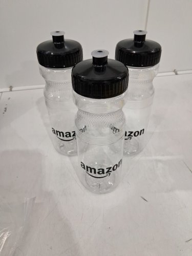 3 AMAZON Reusable Plastic WATER Bottles - CLEAR image 2