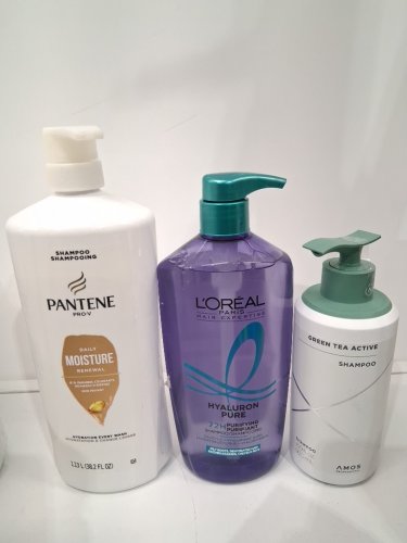 3 ASSORTED SHAMPOOS - ASSORTED BRANDS, SIZES AND TYPES - PANTENE / L'OREAL / AMOS image 2