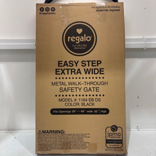 REGALO EASY STEP EXTRA WIDE METAL SAFETY GATE - 30" x 29" - 49" - BLACK (MODEL: 1164EBDS) image 2