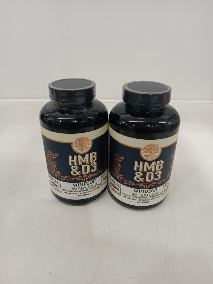 2 (180 caps) Windsor Botanicals HMB and D3 Supplement for muscle growth & recovery support - 500mg image 2