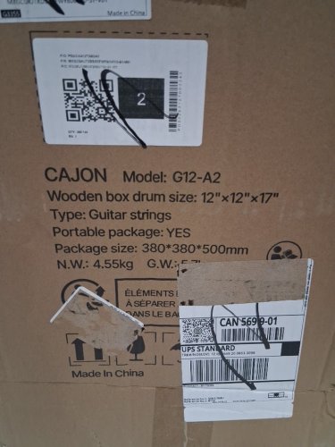 Cajon Box Drum with silicone feet - 12" x 12" x 17" - natural wood/brown (model: g12-a2) image 3