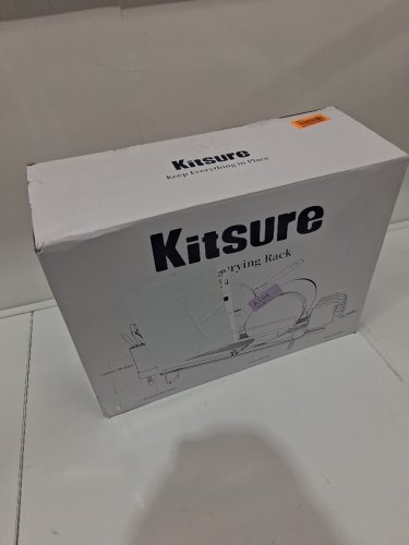 kitsure anti-rust extendable dish drying rack with cutlery and cup holders - 19" to 27" - black (model: ‎463) image 2