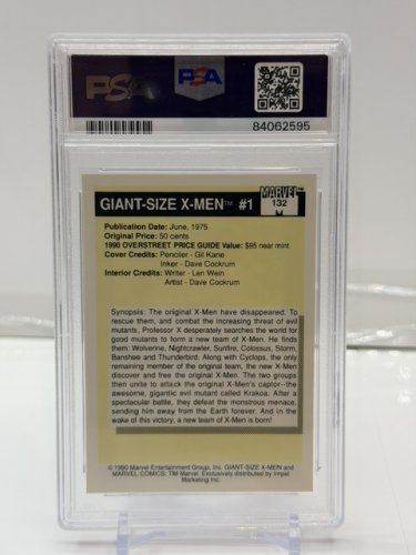PSA GRADED 9 MINT 1990 MARVEL UNIVERSE GIANT SIZE X-MEN #1 CARD (#132) image 3