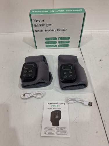 2PK 3-in-1 Portable Foot Renew Massager with Heated Ankle Wrap AND 3 Vibration Mode - BLACK/GREY image 2