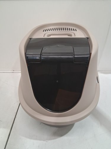 Amazon Basics No-Mess Enclosed Hooded Cat Litter Box - 21" x 16" - Grey/biege image 3