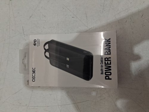 QECVEC 10000mAh Power Bank Fast Charging Portable Charger with Built-in USB-C & LIGHTNING Cables - 22.5W - black (MODEL: Q18) image 2