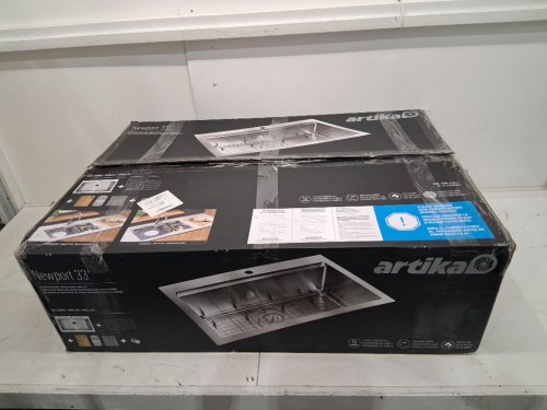 Artika Newport Stainless Steel Single Bowl Workstation Sink Kit - 33" x 26" x 11" - Silver/Stainless Steel (Model:SS33R-S16SGA) image 2