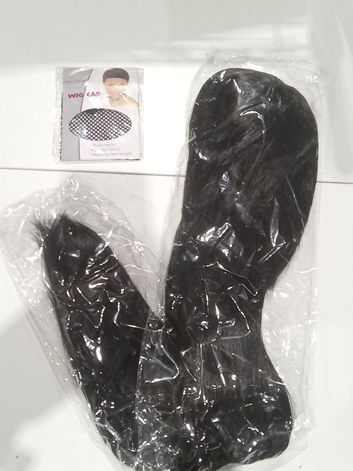Barsdar long black wig and cap - 28" - natural black image 3