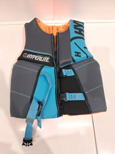 YOUTH HYPERLITE PFD VEST- 55LBS - 88LBS - BLUE/GREY/ORANGE (MODEL: 1819492) image 2
