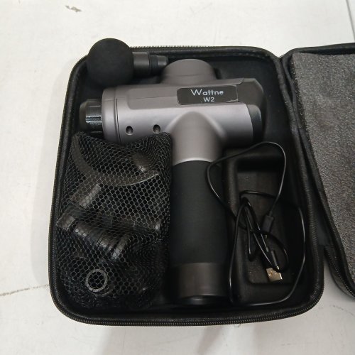 WATTNE MASSAGE DEEP TISSUE PERCUSSION MASSAGE GUN WITH ASSORTED ATTACHMENT HEADS - CARBON (MODEL: W2/RC-MG-010) image 7