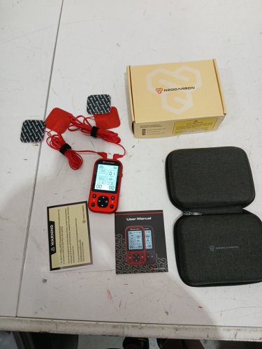 NEOCARBON TENS Unit Muscle Stimulator for pain relief with carrying case - red/black - (model: sm9055) image 3