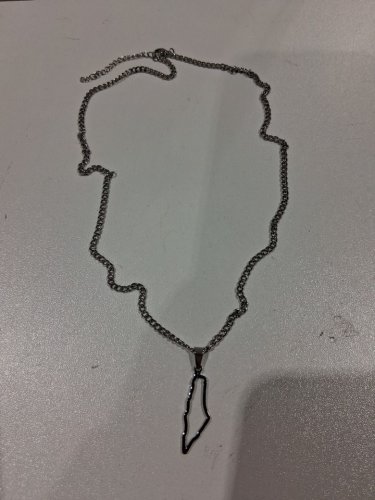 outline map of Palestine pendant cuban chain necklace - 20" - 22"/1" pendant - silver image 3