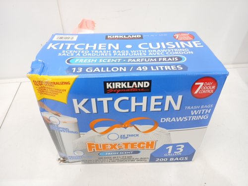 ~200PK KIRKLAND SCENTED KITCHEN DRAWSTRING GARBAGE BAGS - 13GAL - FRESH SCENT image 3