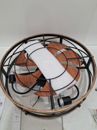 SHLUCE Farmhouse Flush Mount Caged Ceiling Fans with Lights, remote and 6 Speeds - 19" - black/gold (model: FLA003A) image 4
