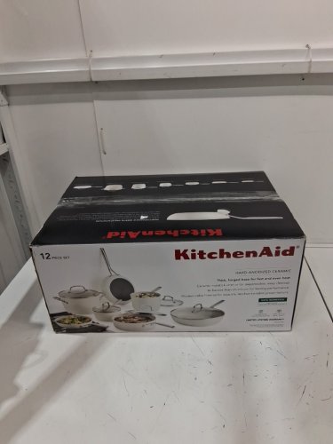 12pc kitchenaid hard anodized ceramic cookware set - off-white (model: 1804554) image 2