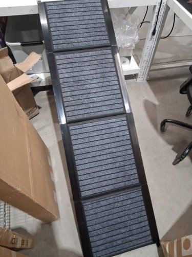snaglepaw heavy duty metal Folding dog ramp with carpet lining - 71"x20" - black/grey image 3