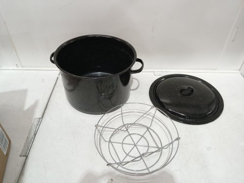 WATER BATH CANNER WITH LID & JAR RACK - ENAMEL ON STEEL/approx 11.5q - speckled black image 3