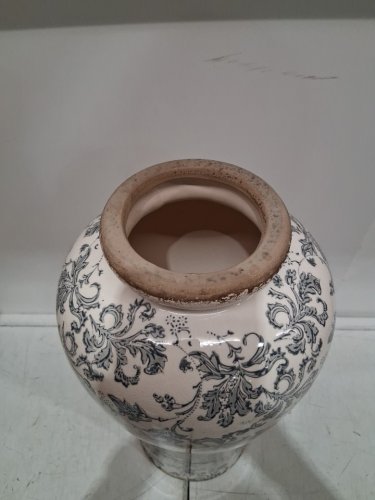 primrue tuscan ceramic table decor flower vase - 16" - off white/blue floral pattern (model: ‎C000623648) image 3