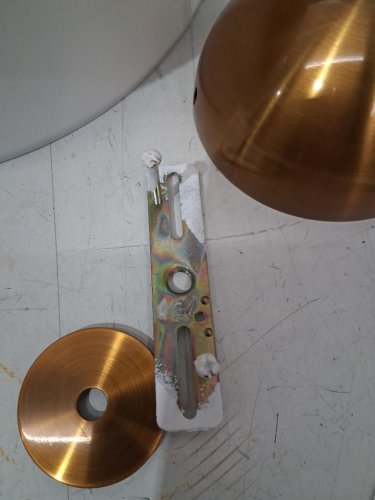 bargeni semi-flush wooden and metal ceiling light with fabric shade - 13" - white/natural brown/gold image 3