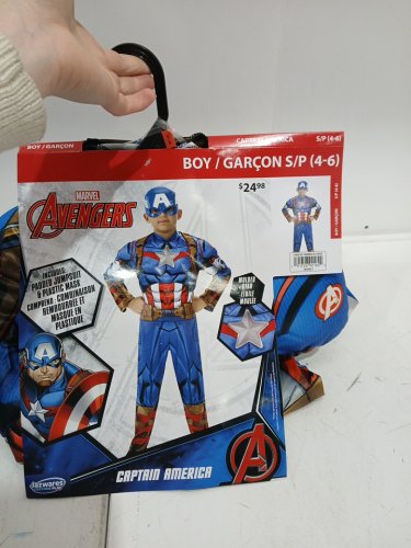 2PC BOYS MARVEL CAPTAIN AMERICA COSTUME -  SMALL (4-6) - BLUE/RED image 2