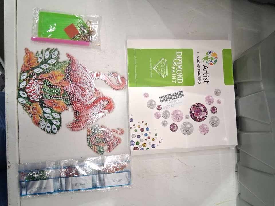 2PC  TLIOBLO Hanging Flamingos Diamond Art and Key Chain Pendant (model: KYZ) image 4
