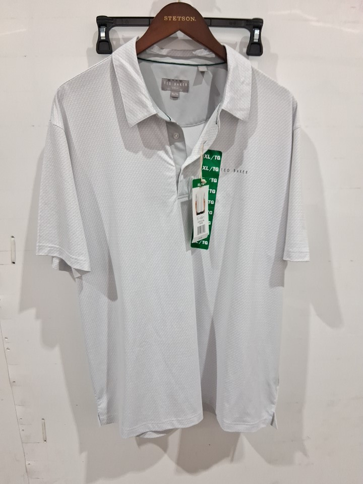 MEN'S TED BAKER GOLF Active Short Sleeve Polo Shirt - extra large - WHITE/GREY PATTERN (STYLE: 1957400) image 2