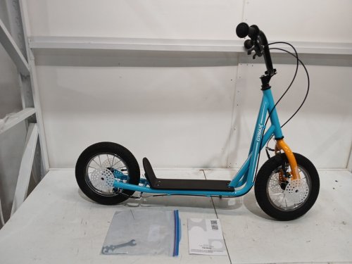 gymax Youth Kick Scooter with Adjustable Handlebar and Front/Rear Dual Brakes, Wide Non-Slip Deck, 12" Wheels - 47" x 22.5" x 35" - Blue (Model: TQ10033js) image 3