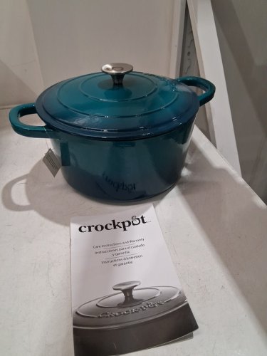 Crockpot - Artisan Enameled Cast Iron Round Dutch Oven - 7qt- Teal Ombre (model: 137374.02) image 3