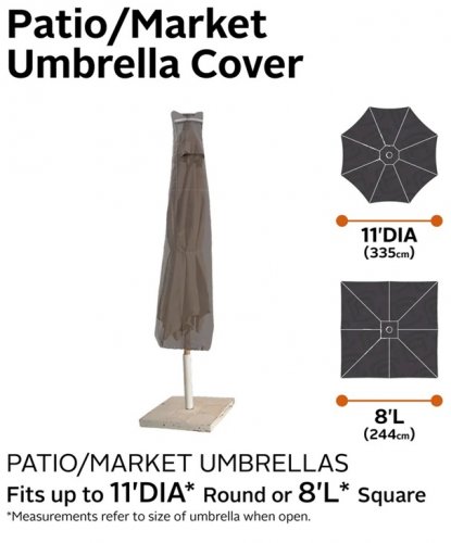 CLASSIC ACCESSORIES RAVENNA WATER RESISTANT PATIO UMBRELLA COVER - 6FT long - fits 11ft round or 8ft square umbrellas - grey (model: 55-159-015101-EC) image 2