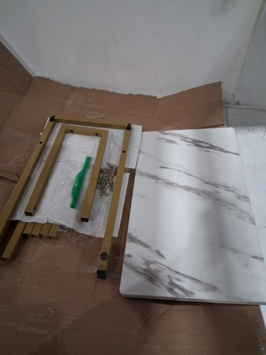 Modern Faux Marble Console Table - 17.5" - white/gold image 2