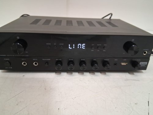 Donner Bluetooth 5.3 Stereo Audio Amplifier Receiver - 2 Channel - 600W Peak Power - USB, FM, 2 Mic in Echo, RCA, LED, Speaker Selector for Studio - BLACK - (MODEL:MAMP2) image 4