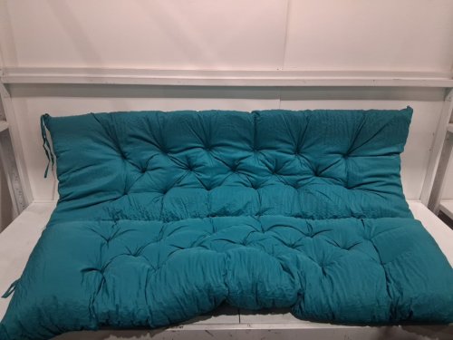 Thickened Outdoor Porch Swing Cushion With Backrest - 40" x 55" - LIGHT BLUE image 3