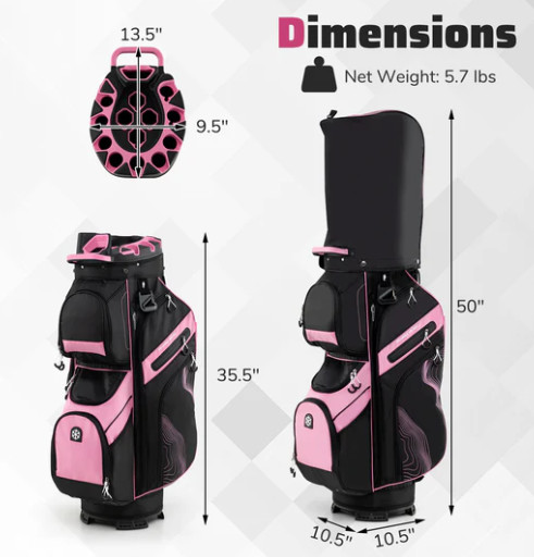 Molded Lock Top Golf Cart Bag with 14-Way Full Length Dividers and 11 Pockets - 35.5" - pink (model: SP38456PI) image 2