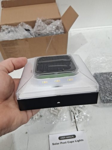 8PK SOLAR POST CAP LIGHT - 4" x 4" - BLACK/CLEAR image 4