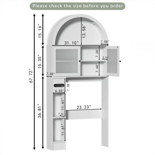 Over The Toilet Storage Cabinet - 67.7" x 31" - White image 2