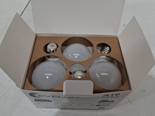 6PK EVELOR A19 LED LIGHT BULBS - 9W, 800 LM, 2700 K, E26 BASE, NON-DIMMABLE - SOFT WHITE (STYLE: A19) image 3