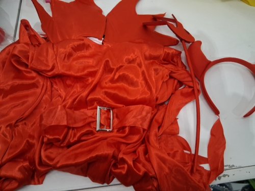 3PC GIRLS PARTYHOLIC DEVIL COSTUME SET - LARGE 10-12 - RED image 2