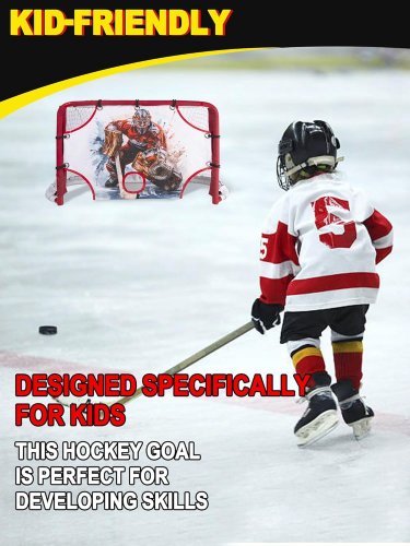 Kasifei mini steel hockey net with shooter tutor - 30" x 20" - red  (model: B0D9XRX15J) image 2