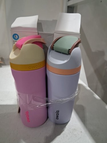 2pk Owala FreeSip Stainless Steel Water Bottles with straws - 16oz - blue/green (model: 2856617) image 2