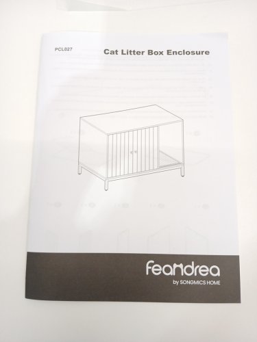 FEANDREA CAT LITTER CABINET/SIDE TABLE CAT HOUSE WITH SCRATCHING POST - 35" X 18.9" X 24.2" - WHITE/GOLD (MODEL: PCL027W01) image 7